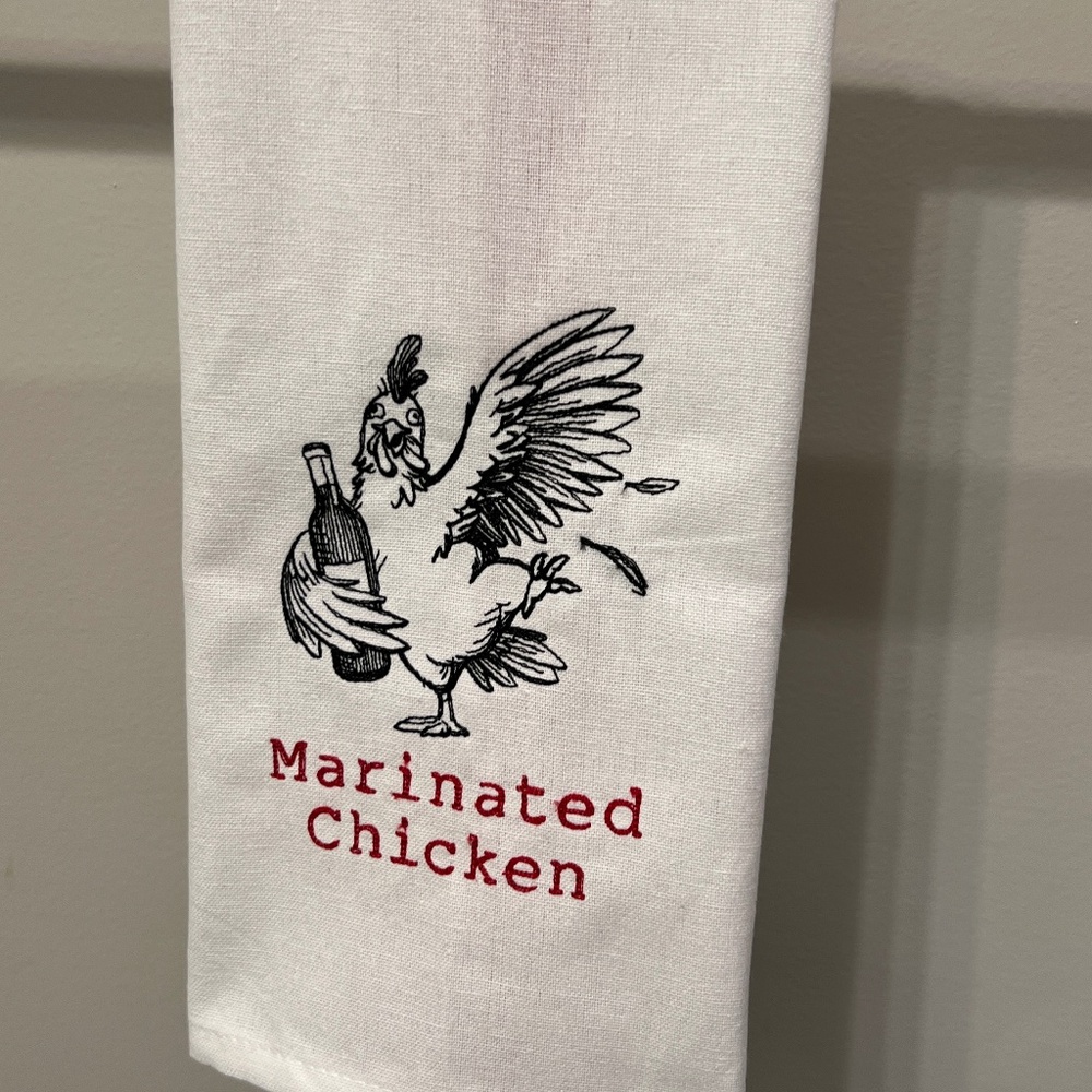 Funny chicken dish towel-Embroidered